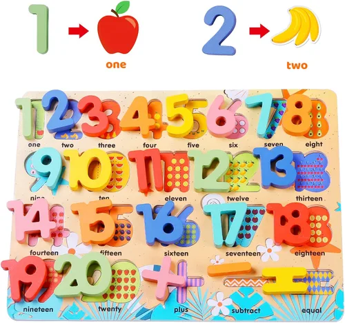 Miniatura 6 de Rompecabezas de madera para niños pequeños, Voamuw rompecabezas educativos de números, letras y formas para niños en edad preescolar de 3 a 6 años