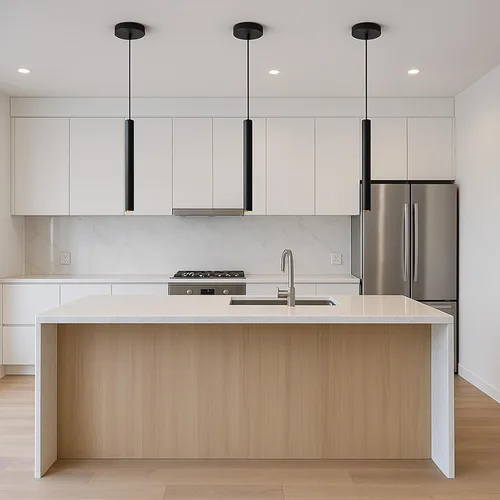 Miniatura 9 de Lámpara colgante LED moderna, foco colgante de techo regulable de 10 W, iluminación colgante de aluminio minimalista negro para isla de cocina