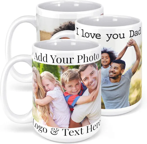 Miniatura 13 de Tazas de café con foto personalizada, 11 onzas, color negro con imagen, texto, regalos personalizados, taza de cerámica personalizada, grandes