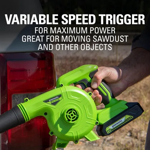 Miniatura 6 de Greenworks Soplador de Taller Inalámbrico de 24V (90 MPH / 180 CFM / 200+ Herramientas Compatibles), Batería de 2.0Ah y Cargador Incluidos