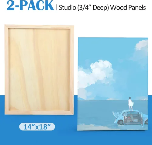 Miniatura 6 de Kit de Paneles de Lienzo de Madera de Abedul Sin Terminar, Falling in Art Paquete de 2 de 14x18'' Tablas de Cuna de Estudio de 3/4'' de Profundidad