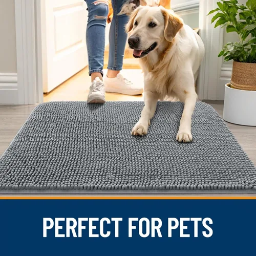 Miniatura 6 de OLANLY - Tapete para puerta de perro y patas sucias, absorbe la humedad y la suciedad, antideslizante, lavable, de felpilla de secado rápido
