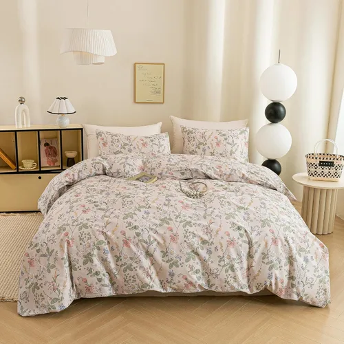 Miniatura 12 de ECOCOTT Juego de funda de edredón floral tamaño Queen, 100% algodón lavado, sensación de lino, 3 piezas, funda de edredón vintage con cierre