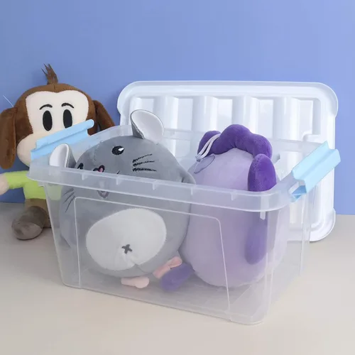 Miniatura 5 de Caja de almacenamiento de plástico de 6 litros, contenedor de almacenamiento transparente con tapas, juego de 6