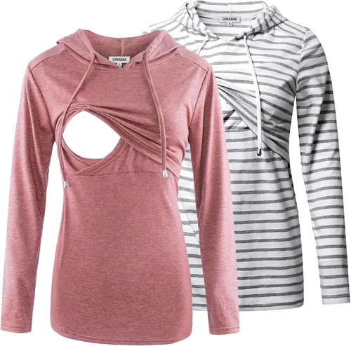 Miniatura 20 de GINKANA Sudadera con capucha para mujer, manga larga, lactancia materna, ropa casual