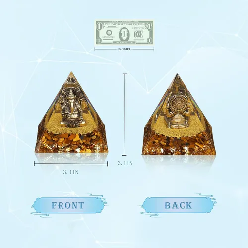 Miniatura 9 de FENGSHUI-CAISHEN Estatuas de Ganesha en pirámide de organita de cristal curativo, estatua de Ganesh, ídolo de Ganesha, figura de Ganapati Ganesh