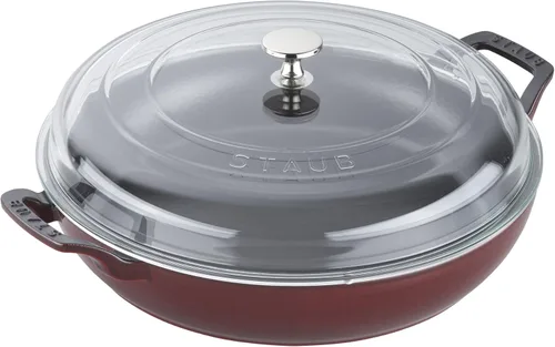 Miniatura 11 de STAUB - Cazuela de hierro fundido de 3.5 cuartos con tapa de cristal, color lila