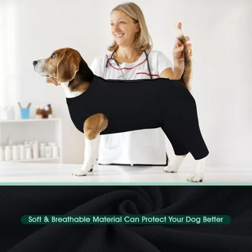Miniatura 5 de Kuoser Traje de Cirugía para Perro Hembra Esterilización Macho Castración, Manga de Pierna de Perro para Dejar de Lamer Enterizo Suave para Perro