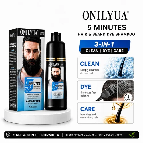 Miniatura 4 de Champú de tinte para barba y cabello negro para hombre 3 en 1, colorante herbario de larga duración para cabello gris, bigote y barba en minutos