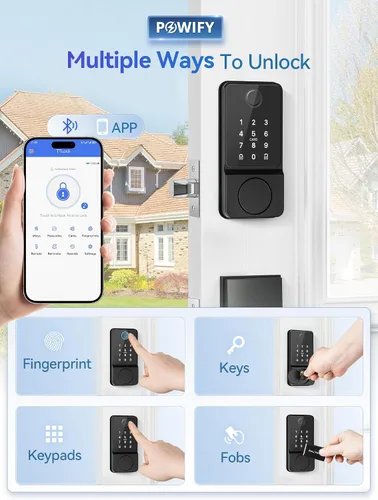 Miniatura 2 de Cerradura de Puerta de Entrada sin Llave con Manija, Conjunto de Cerradura Frontal Inteligente con Control por APP, Cerradura de Puerta con Teclado