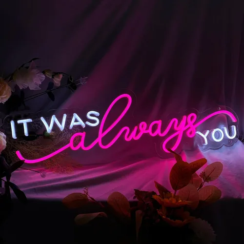 Miniatura 9 de Letrero de neón personalizado con texto en inglés «It Was Always You», letrero de neón personalizado con corazón para boda, fiesta de compromiso