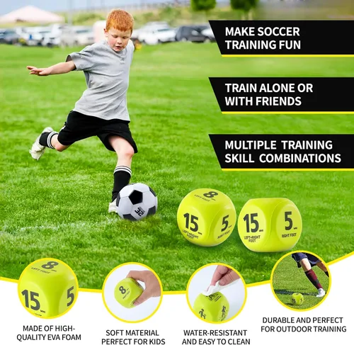 Miniatura 4 de 2 Set Kids Soccer Goals for Backyard with Training Equipment, Portable Foldable Practice Nets with Ball, Dice & Mat, Cones, Air Pump and Carry Bag