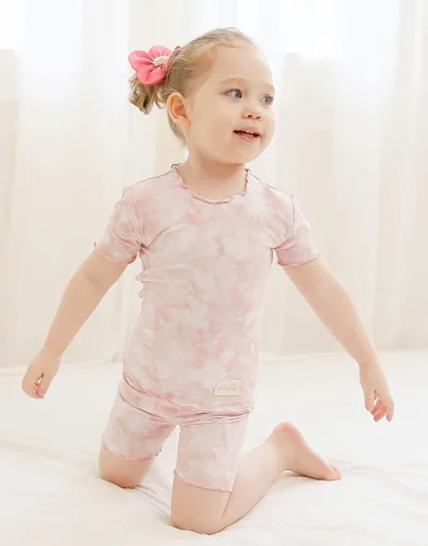Miniatura 2 de VAENAIT BABY Pijama de bambú suave teñido anudado corto de verano, conjunto de 2 piezas, 6M-12 años