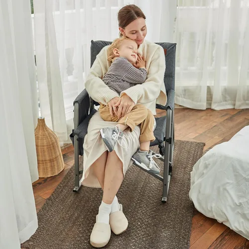Miniatura 2 de EVER ADVANCED Silla mecedora ligera y plegable para campamento, silla mecedora portátil acolchada para patio, césped y exteriores, sillón duro