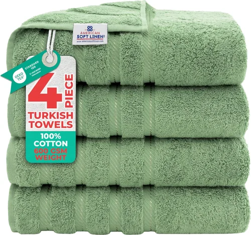 Miniatura 61 de American Soft Linen - Juego de 4 toallas, 100% de algodón turco, 27 x 54 pulgadas, tamaño extragrande, toallas para la ducha, color amarillo