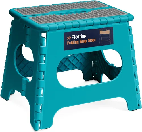 Miniatura 12 de Flottian Taburete plegable de 9 pulgadas para adultos y niños con capacidad para hasta 300 libras, taburetes plegables antideslizantes con asa