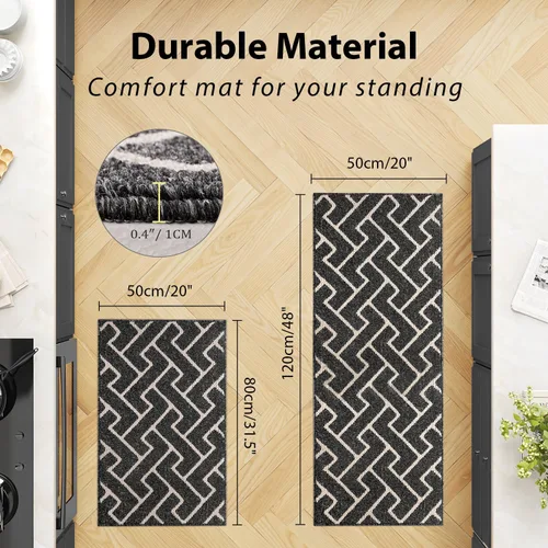Miniatura 2 de Juegos de alfombras de cocina de 2 piezas - Alfombras de cocina antideslizantes coloridas para piso - Gruesas, alfombra decorativa de piso de cocina
