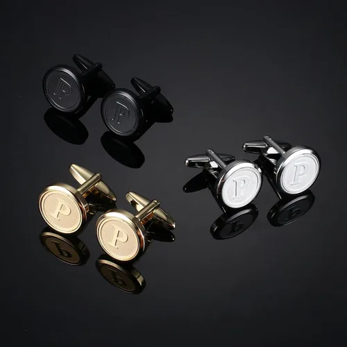 Miniatura 6 de LOLIAS 3 pares de gemelos con iniciales para hombre, juego de gemelos clásicos para hombre, estilo casual a formal, con caja de regalo, gemelos