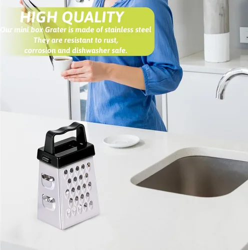 Miniatura 5 de 8 unidades de mini rallador de queso, rallador profesional de caja de acero inoxidable, ajo, jengibre, triturador de alimentos pequeños, especias