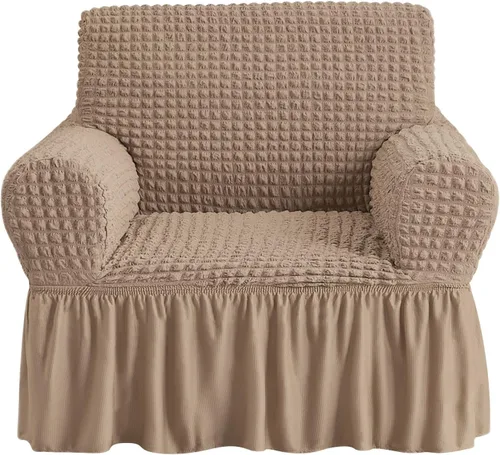 Miniatura 8 de NICEEC Funda de sofá biplaza beige de 1 pieza, funda de sofá de fácil ajuste, universal, de alta elasticidad, duradero, protector de muebles