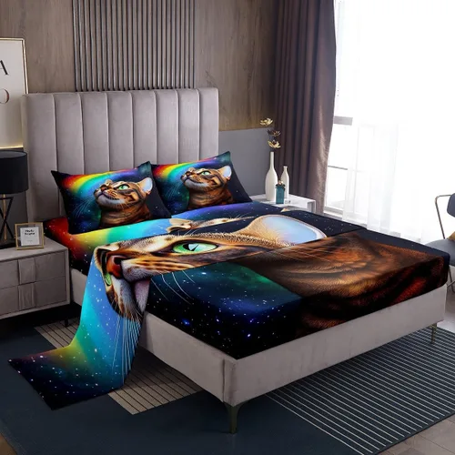 Miniatura 10 de Erosebridal Juego de sábanas 3D de mundo submarino con diseño de peces de playa, azul mar, tamaño individual, sábana bajera ajustable con diseño