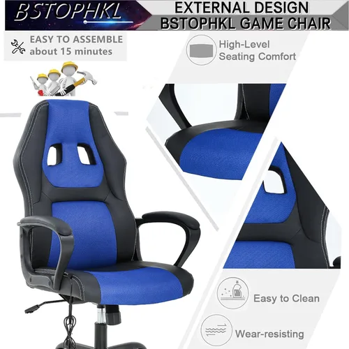 Miniatura 5 de Silla para videojuegos, silla de oficina de masaje, sillas ergonómicas de videojuegos, silla reclinable ajustable para computadora con soporte