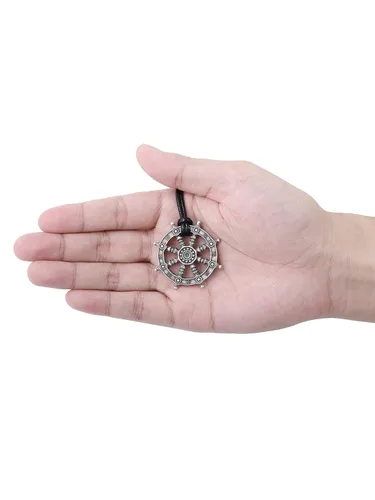 Miniatura 2 de HAQUIL Collar budista, colgante de yoga con flor de loto de la rueda de la vida del dharma, regalo de joyería para hombres y mujeres