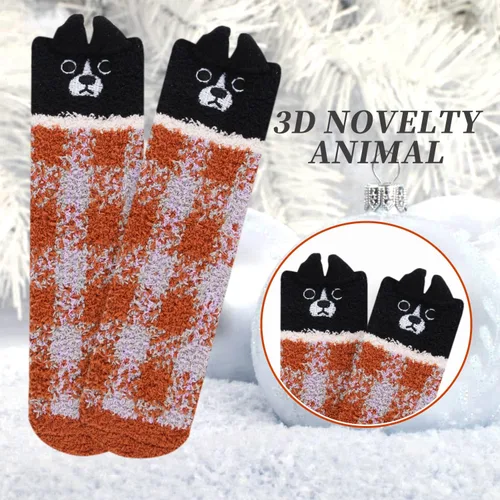 Miniatura 6 de Violet Mist Calcetines mullidos para hombre, unisex, lindos animales, acogedores, divertidos, esponjosos, cálidos, de invierno, de felpa