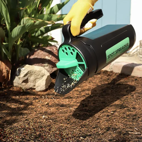 Miniatura 3 de Esparcidor de mano para semillas, sal, descongelante, sal para derretir hielo, alimento para plantas y fertilizante - Múltiples tamaños de apertura