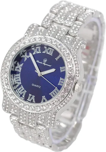 Miniatura 76 de Charles Raymond Bling-ed Out Ultimate Hip Hop Royalty Reloj para hombre con número romano de fácil lectura o indicadores de tiempo de diamantes