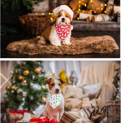 Miniatura 2 de ADOGGYGO Paquete de 4 Pañuelos de Navidad para Perros, Bufanda Triangular de Mascota, Baberos Triangulares, Conjunto de Pañuelos, Accesorios