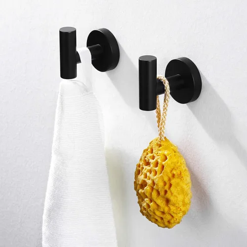Miniatura 8 de KES Gancho para toallas de baño, gancho para bata, ducha, cocina, ganchos para colgar en la pared, montaje en pared, acero inoxidable SUS 304, negro