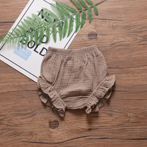 Miniatura 5 de Conjunto de 3 piezas de pantalones cortos para recién nacidos, para bebés, niñas y niños, mezcla de lino y algodón, lindos pantalones cortos