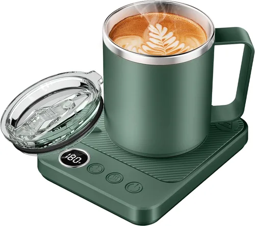 Miniatura 13 de Calentador de Taza de Café y Juego de Taza para Escritorio, Calentador Eléctrico de Taza de Café con Taza Calentada de 16oz, Calentador de Café