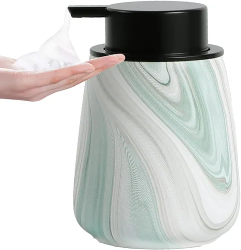 Miniatura 12 de Dispensador de jabón de manos de espuma de 12 onzas, dispensador de jabón espumoso negro para baño con bomba fácil de presionar, dispensador