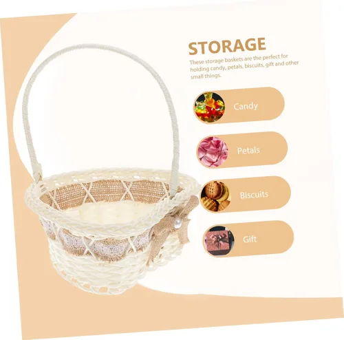 Miniatura 5 de jojofuny Cesta de boda para niña, pétalos, galletas, bolsas pequeñas para recuerdos, cesta de yute de encaje, cesta de yute para niña, cestas