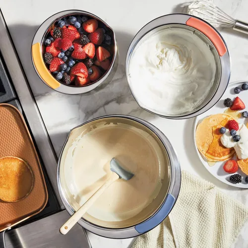 Miniatura 6 de Ayesha Curry Kitchenware Pantryware - Cuencos para mezclar de acero inoxidable, juego de 3 piezas, color plateado con asas