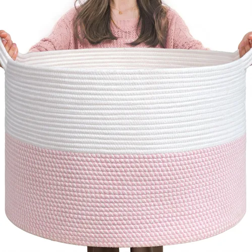 Indressme Canasta de almacenamiento XXXL con asa, para lavandería, guardería, guardar peluches, canasta para bebé, organizador de juguetes para