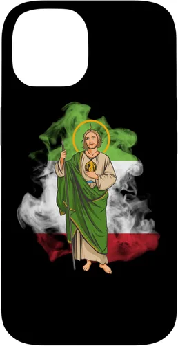Funda para iPhone 14 San Judas Tadeo con Bandera de México