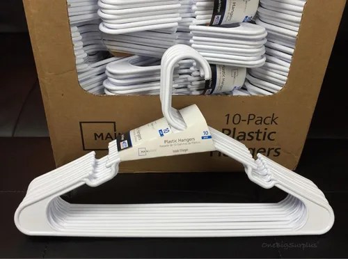 Miniatura 2 de Lote 100 Mainstays Plástico Tubular Ranurado Blanco Adulto Ropa Perchas