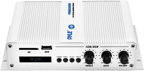 Miniatura 4 de Pyle Home Marine Amplificador de coche – 2 canales puente compacto 200 vatios RMS 4 OHM rango completo monobloque estéreo e impermeable – Receptor