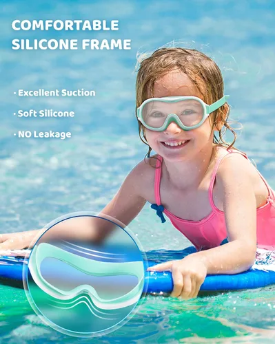 Miniatura 4 de Aegend Paquete de 2 gafas de natación para niños de 3 a 15 años, antivaho, anti-UV, visión amplia, impermeables, sin fugas, para niños y niñas