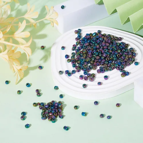Miniatura 5 de Craftdady 6/0 cuentas de semillas de vidrio de 0.157 in aproximadamente 4500 piezas metálicas brillantes pequeñas cuentas espaciadoras sueltas