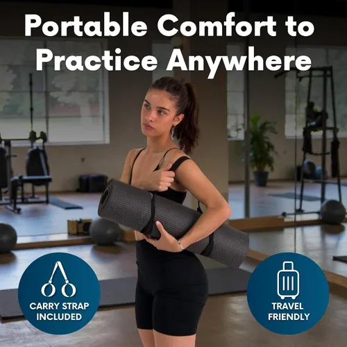 Miniatura 6 de Esterilla de yoga plegable gruesa, en 6 combinaciones; mayor soporte y protección para las articulaciones, sistema de alineación corporal y Negro