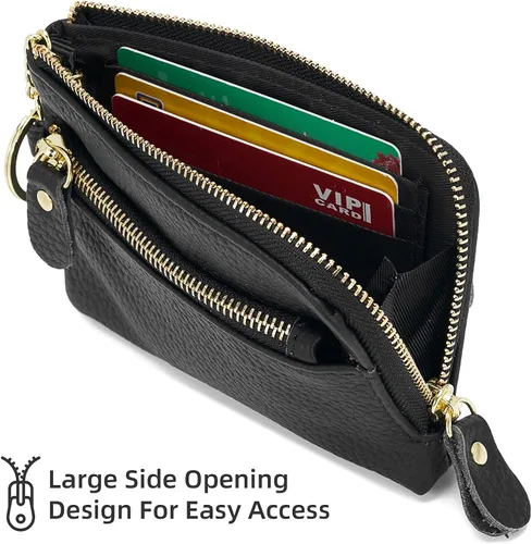 Miniatura 6 de ZOOEASS Monedero de cuero para mujer,Gran apertura para fácil acceso,Con correa de muñeca, Negro -, Monederos