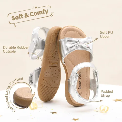 Miniatura 3 de DREAM PAIRS Sandalias de verano con lazo de moda para niñas pequeñas