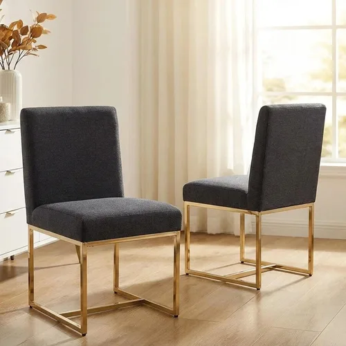Miniatura 17 de VESCASA Sillas de comedor tapizadas de piel sintética con marco de metal negro, silla de cocina acolchada moderna de mediados de siglo