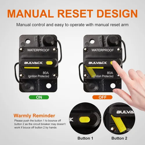Miniatura 4 de Disyuntor de 30 amperios con reinicio manual para motores marinos de arrastre de automóvil, barco, ATV, protección de potencia manual para fusibles