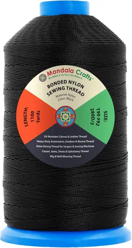 Miniatura 229 de Mandala Crafts - Hilo de nailon para coser cuero, tapicería, mezclilla y para trenzar el pelo; resistente, 1500 yardas, tamaño 69 T70 Marrón