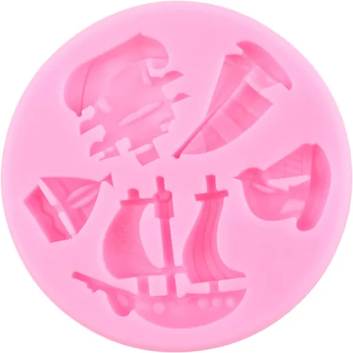 Miniatura 7 de Molde de silicona con temática pirata, moldes para fondant, brújula de chocolate, monedas del tesoro, molde de caramelo para cupcakes, decoración